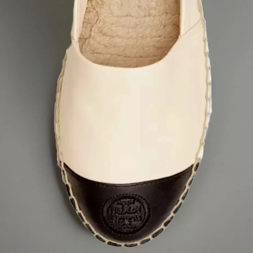 Tory Burch White Black Colorblock Espadrilles Flats 7.5